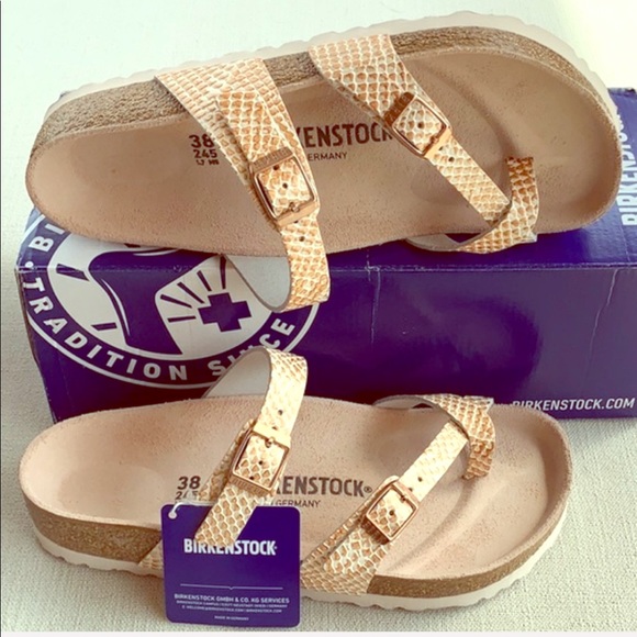 Birkenstock Shoes - BIRKENSTOCK MAYARI LEATHER Mermaid Cream Snake